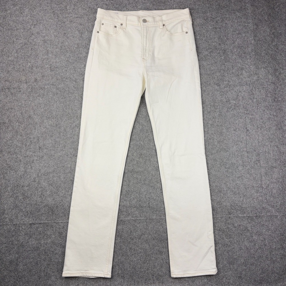 Gap Jeans Womens 30 10 Tall Off White 90s Straight High Rise Stretch Denim Pants